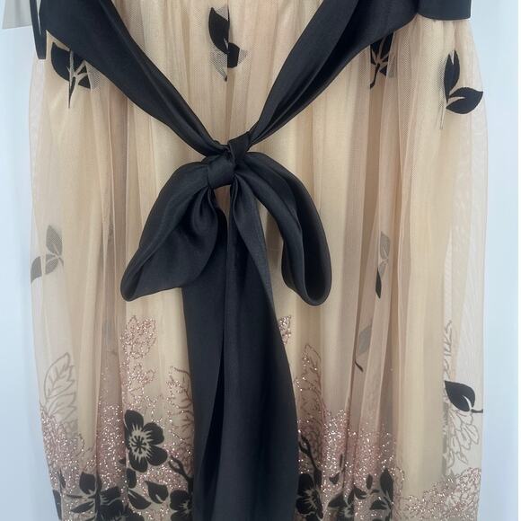 R&M Richards Y2K Velvet Mesh Dress 10 Coquette Fairy Floral Whimsigoth Glitter - Picture 7 of 11